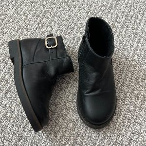 🟢 Zara Black Soft Leather Ankle Boots Shoes Toddlers